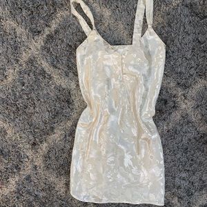Vintage Jacquard Cream Colored Fitted Chemise Slip